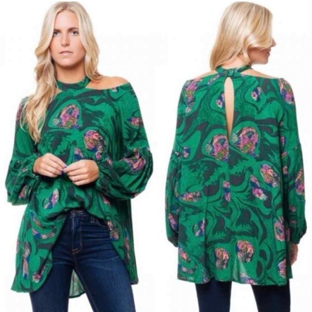 Free People Drift Away Printed Tunic Top